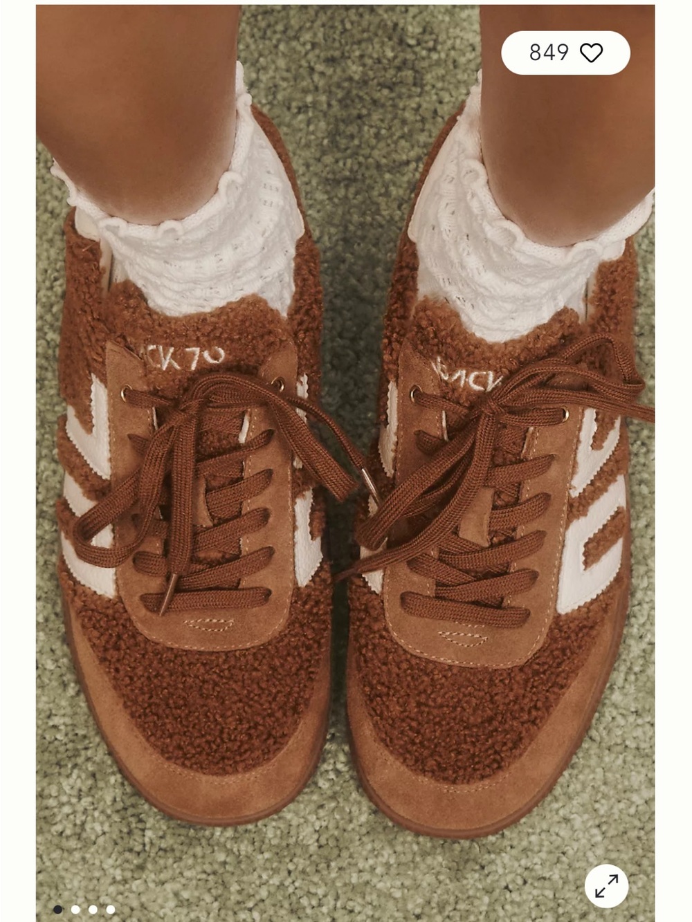 Brand new Anthropologie Back 70 brown & tan teddy bear sneakers size 40